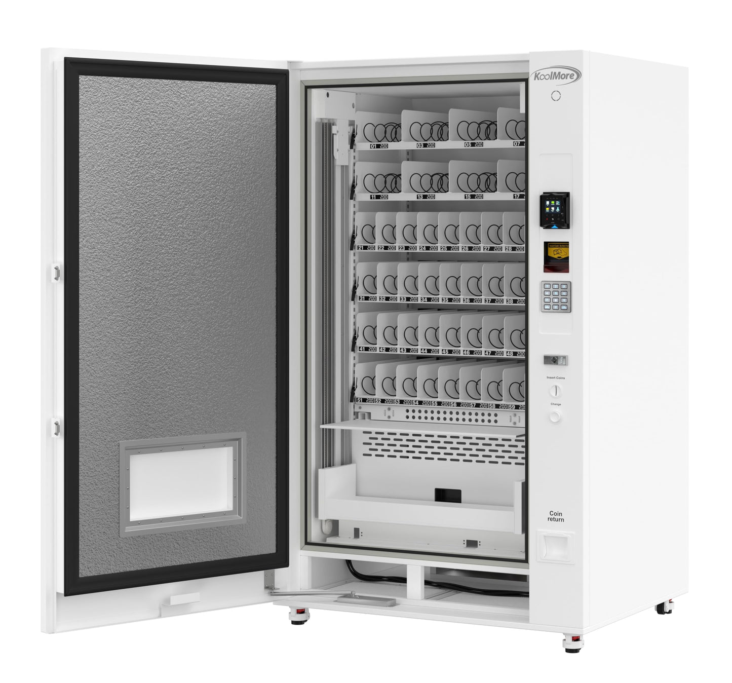 KoolMore 45 in. Commercial Freezer Ice Cream Vending Machine with 44 Slots, Ample 49 in. Touch Display, Bill Acceptor and Credit Card Reader in White