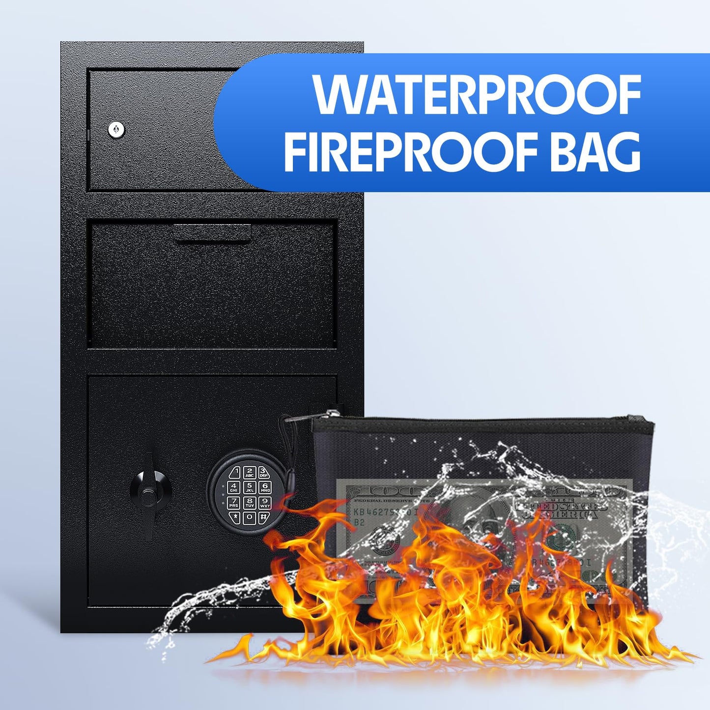 Drop Safe for Business Money Safes with Drop Slot 4.0 CUB Cash Depository Safes Box with Additional Locking Safe Anti-Fishing and Digital Combination for Home Office Hotel Restaurant Liquor Store