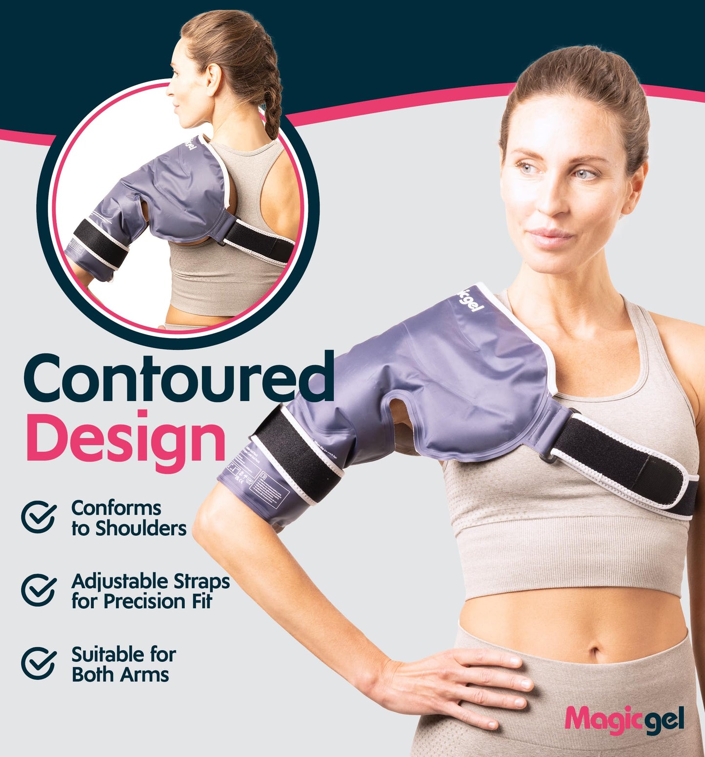 Magic Gel Shoulder Ice Pack Wrap - Reusable and Adjustable Arm Sling for Cold Shoulders Compression Men Women Pitchers Rotator Cuff - Easy to Freeze