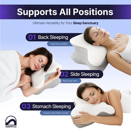 MAHIYUS Cervical Neck Pillow, Protect Your Sleep Quality with Memory Foam, All Night Side Sleeper Pillow, Deep and Quality Sleep for Cooling Pillow