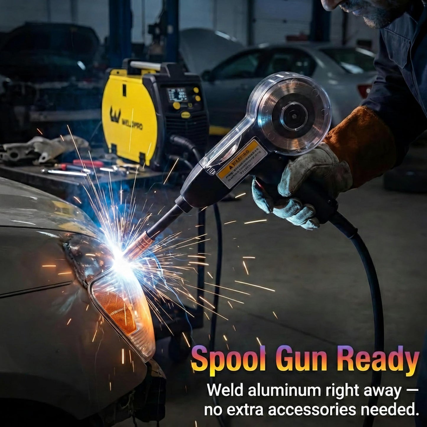 Weldpro 200 Amp MIG Welder, 110/220V 7-in-1 Manual MIG/Synergic MIG/Gasless MIG/Lift TIG/MMA/Spot/Spool Gun Aluminum Multi-process Welding Machine with Large LED Display, IGBT, 2T/4T, Spool Gun