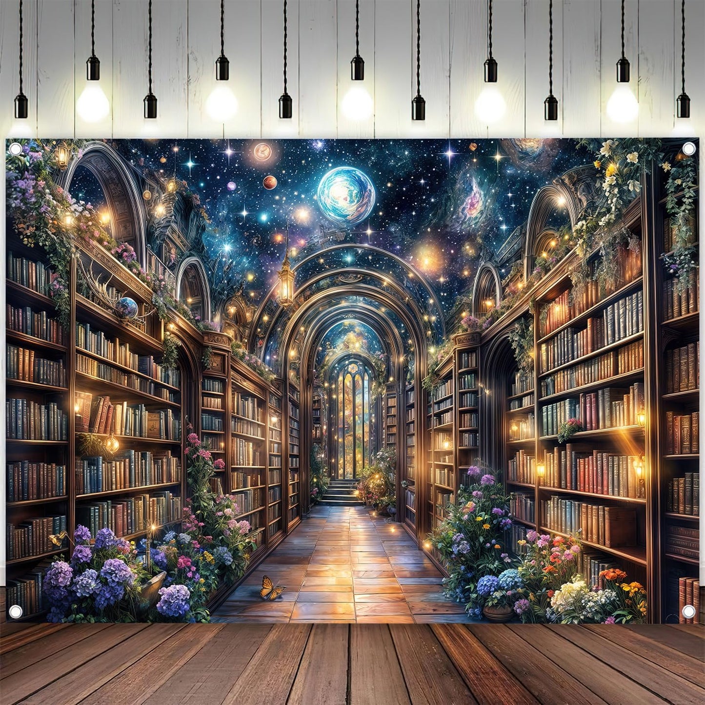 MERCHR 7x5ft Bookshelf Backdrop Books Library Tapestry Bookcase Photography Backdrop School Library Study Bookshelf