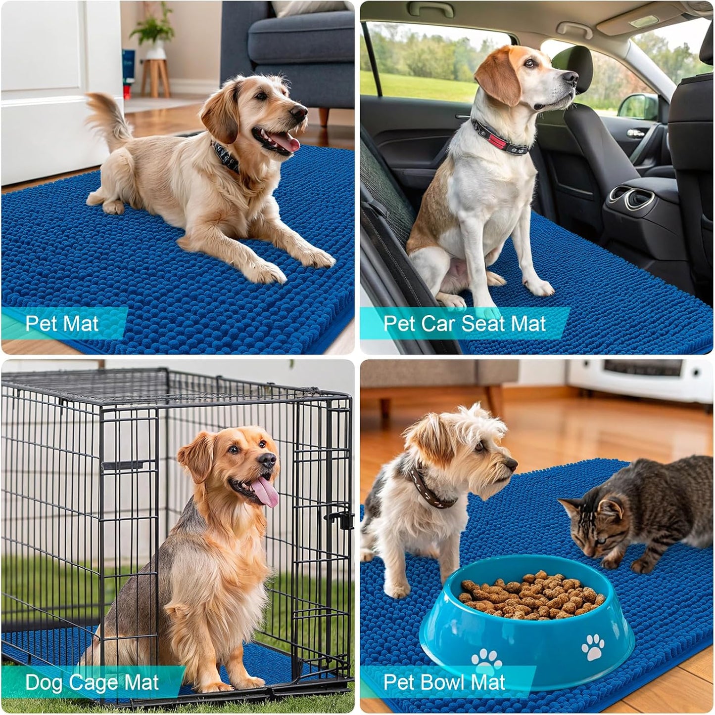 OLANLY Dog Door Mat - Absorbent Non-Slip Washable Doormat for Muddy Paws | 44x32 Deep Navy Blue
