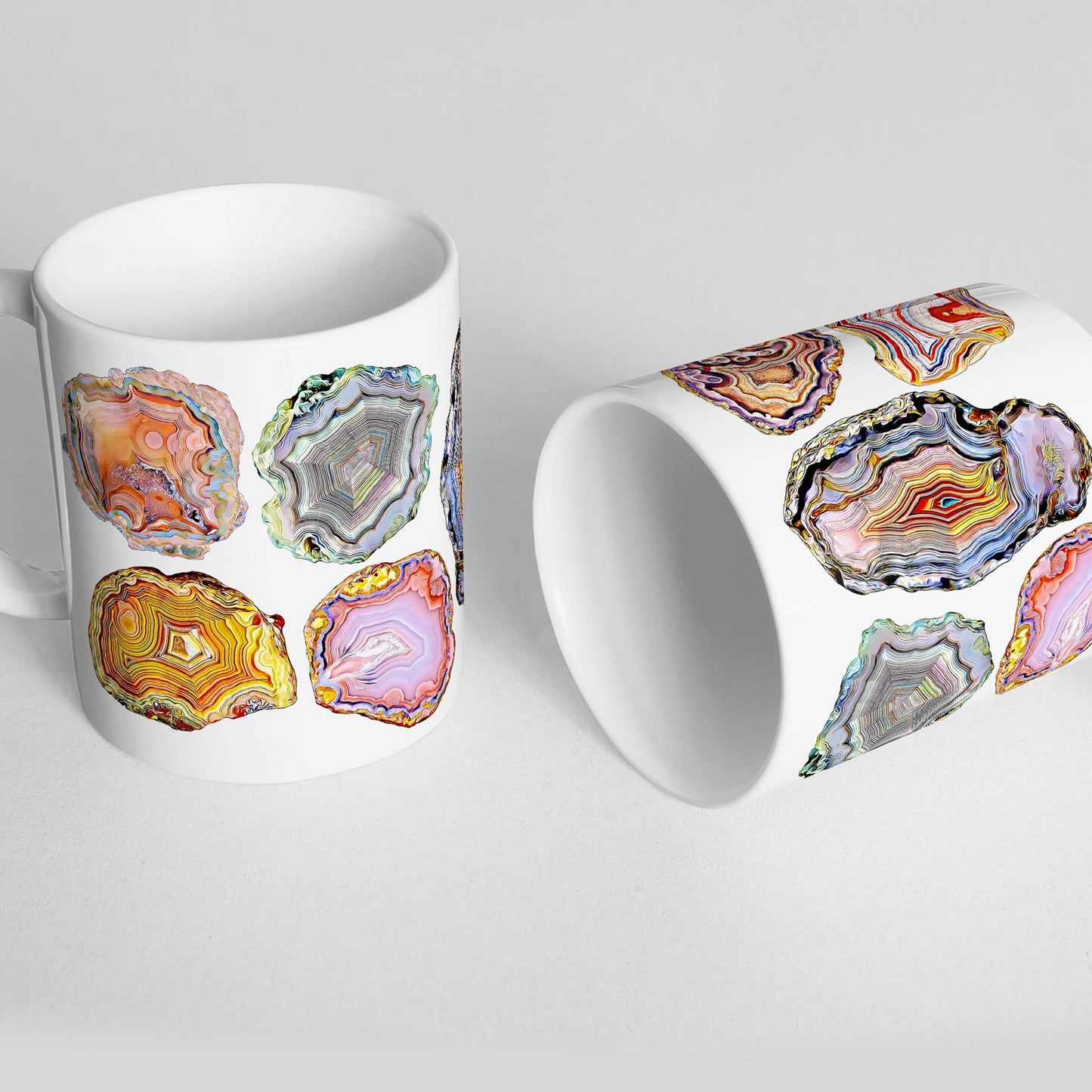 Agate Geode Slice Watercolor Ceramic Coffee Mug, 11 or 15 oz