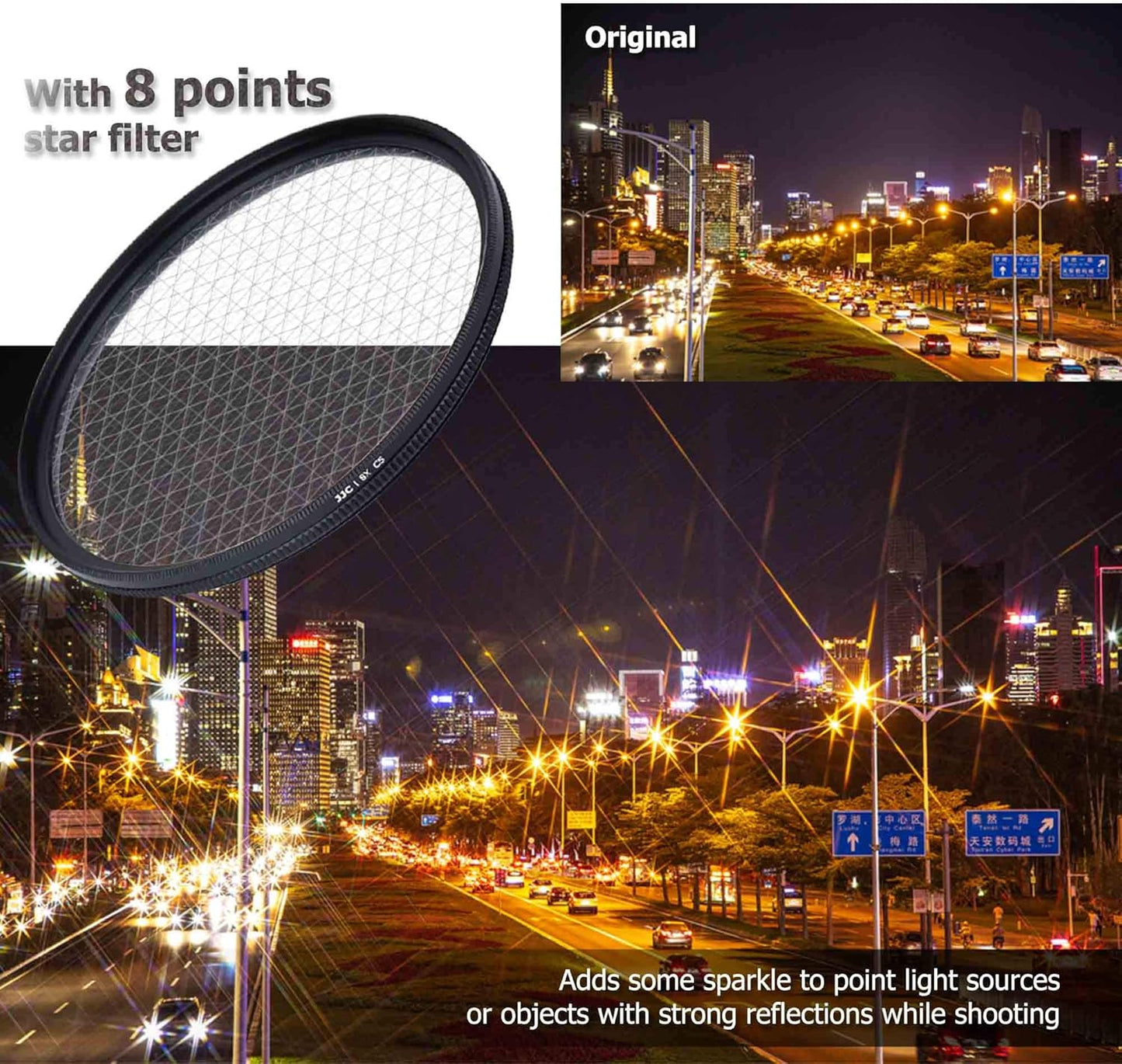 JJC 55mm D3500 D3400 D5600 D7500 18-55mm 55mm 18-55mm Variable Star Filter Cross Screen Starburst Filter Kit for Nikon