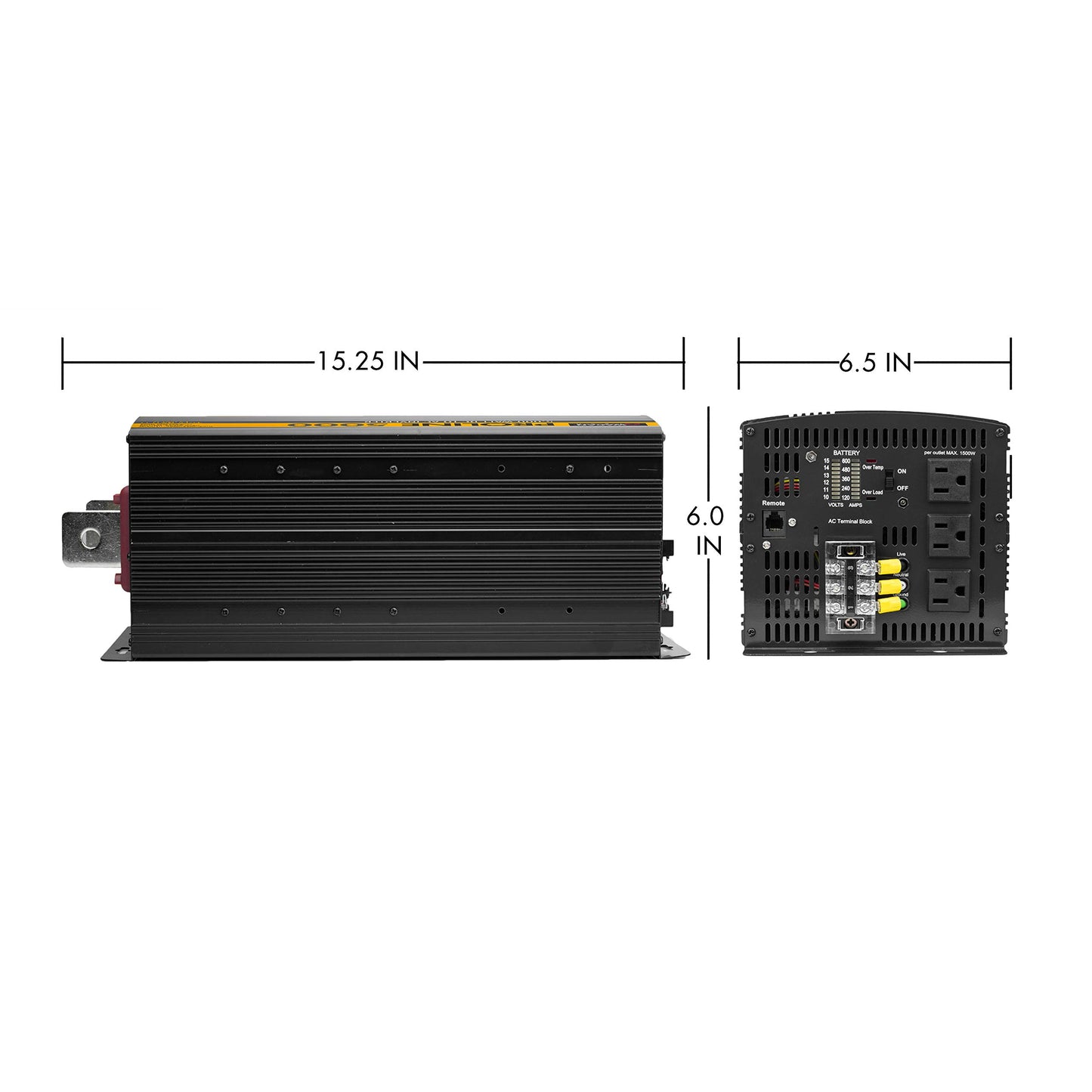 Wagan EL3744 12V 5000 Watt Power Inverter with Remote Control, 10000 Watt Surge Peak Proline Power Converter for Home RV Camping Van Life Off Grid