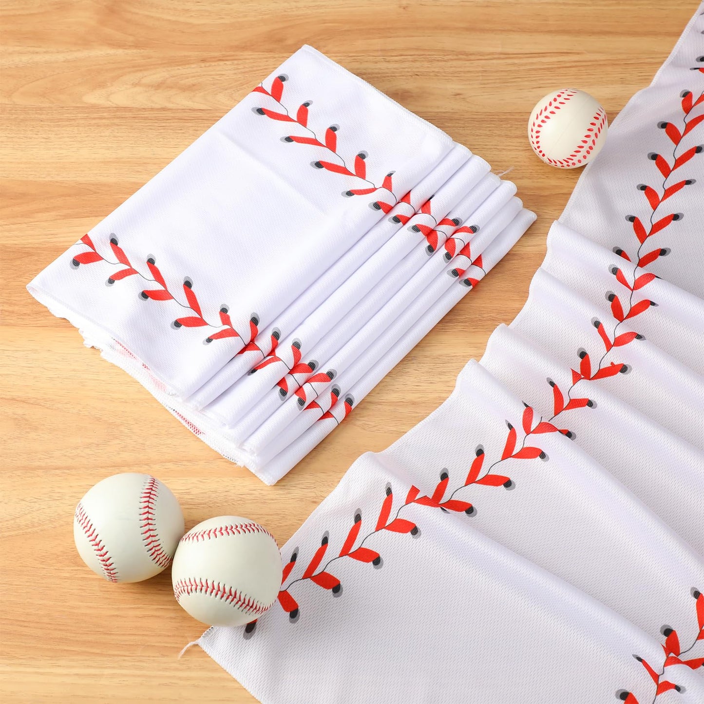 CraftyDream 12 Pcs Cooling Towel Baseball Football Basketball Breathable Chilly Softball Soccer Ice Towel, 40"x12" Tennis Microfiber Accessories for Player(White,Baseball)