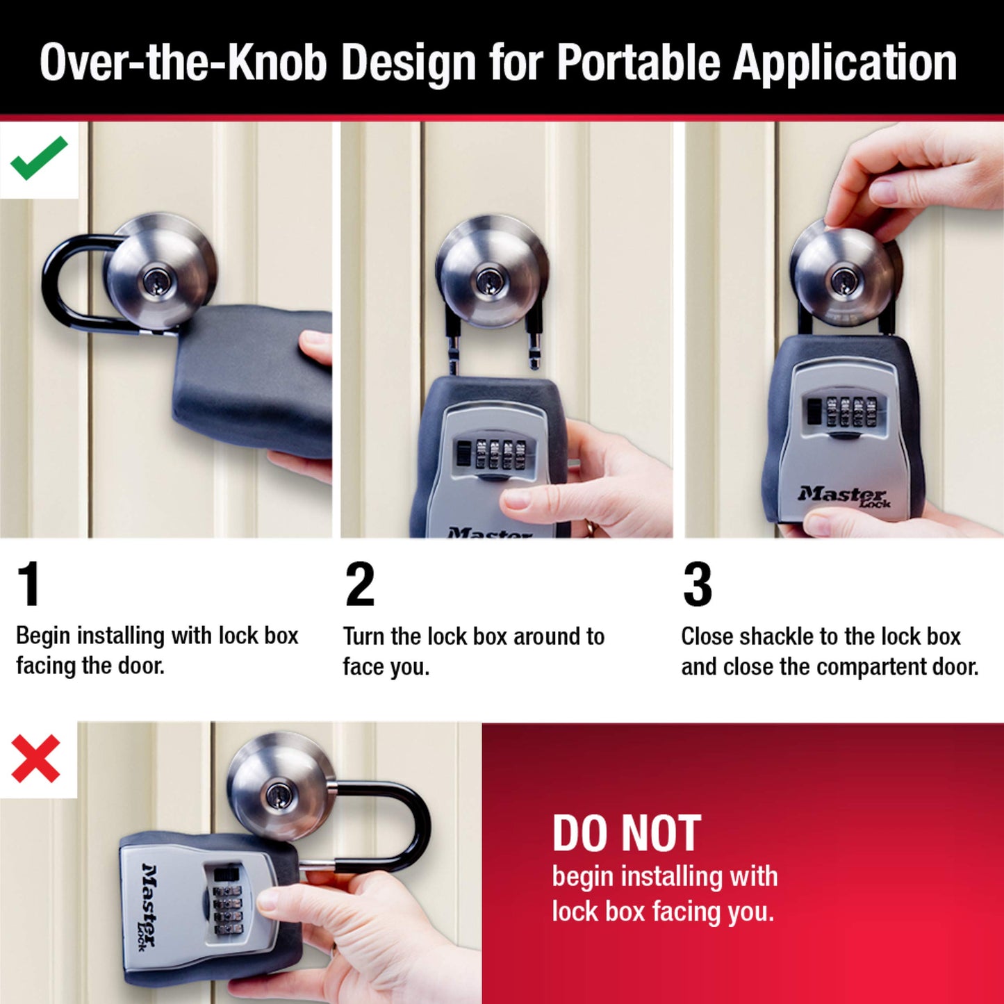Master Lock Key Lock Box for House Keys – Outdoor Portable Combination Lockbox with Resettable 4 Digit Code, Weather Resistant Durable Metal Body, Holds 5 Keys, 5400EC5, Black, 5 Pack