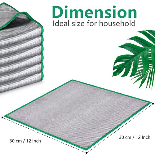 Glass Polishing Cloth Streak Free Miracle Cleaning Cloth Lint Free Microfiber Cleaning Rags for Glasses Kitchen Dish Mirrors Easy Clean, Pack of 6, 12" x 12"