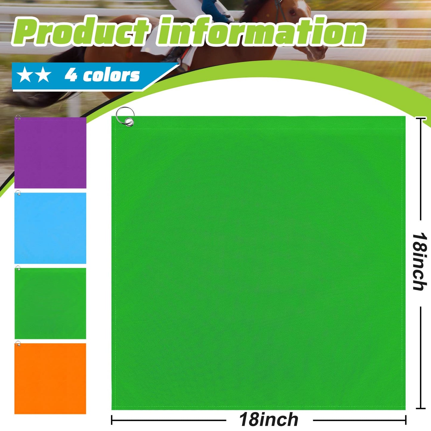 Equestrian Training Flag 4 Pieces Equestrian Training Equipment Nylon Flag with Flagpole(Orange, Green, Purple, Light Blue)