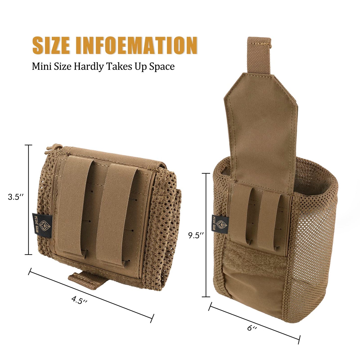 PETAC GEAR Dump Pouch,Molle Drawstring Mag Pouches,Roll Up Foldable Tactical Recovery Tool Pack,EDC Drop Net Storage Bag (Coyote Brown) …