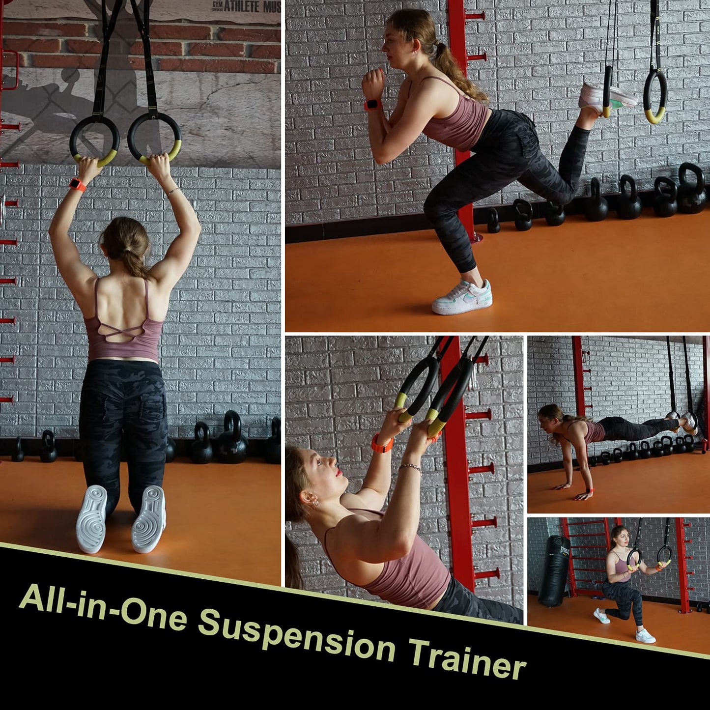QUOLIX Gymnastic Rings & Olympic Rings with Adjustable Straps, Non-Slip Pull Up Rings with Straps, 1300lbs Exercise Rings for Home, Gymnastics Rings for Home Gym, Workout, Exercise, Calisthenic