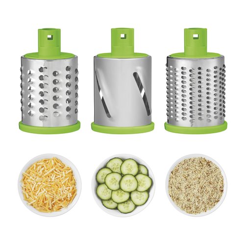 Cuisinart Fresh Slice Rotary Drum Grater, Cheese & Vegetable Slicer with 3 Interchangeable Stainless Steel Drums, Strong Suction Base, Dishwasher Safe