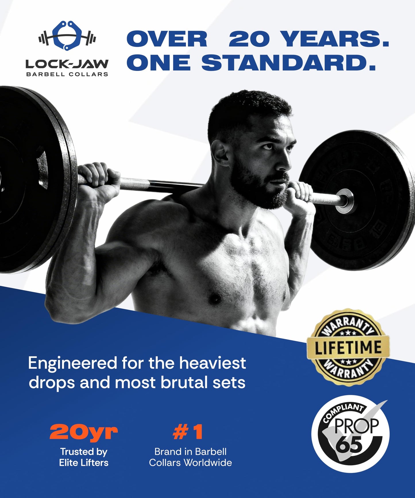 Lock-Jaw OLY 2 Barbell Collars Olympic Barbell Clamps 2 Pcs – Heavy Duty Bar Clamps for 2” & 50mm Olympic Bars – Secure Weight Bar Clamps for Strength Training & Home Gym Accessories – Blue