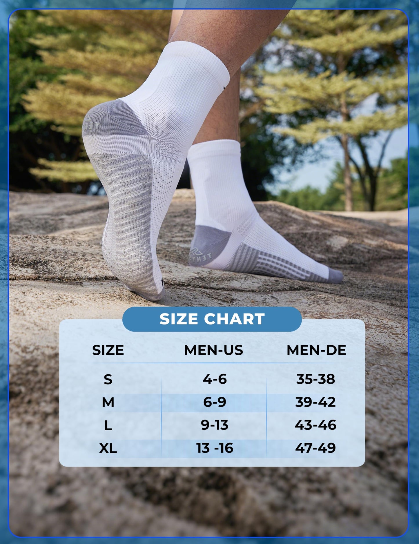 TENYSAF Men's Compression Socks for Running: 3 Pairs Grip Athletic Socks - Breathable Non-Slip for Runner Gym Badminton Sports White Size 9-13