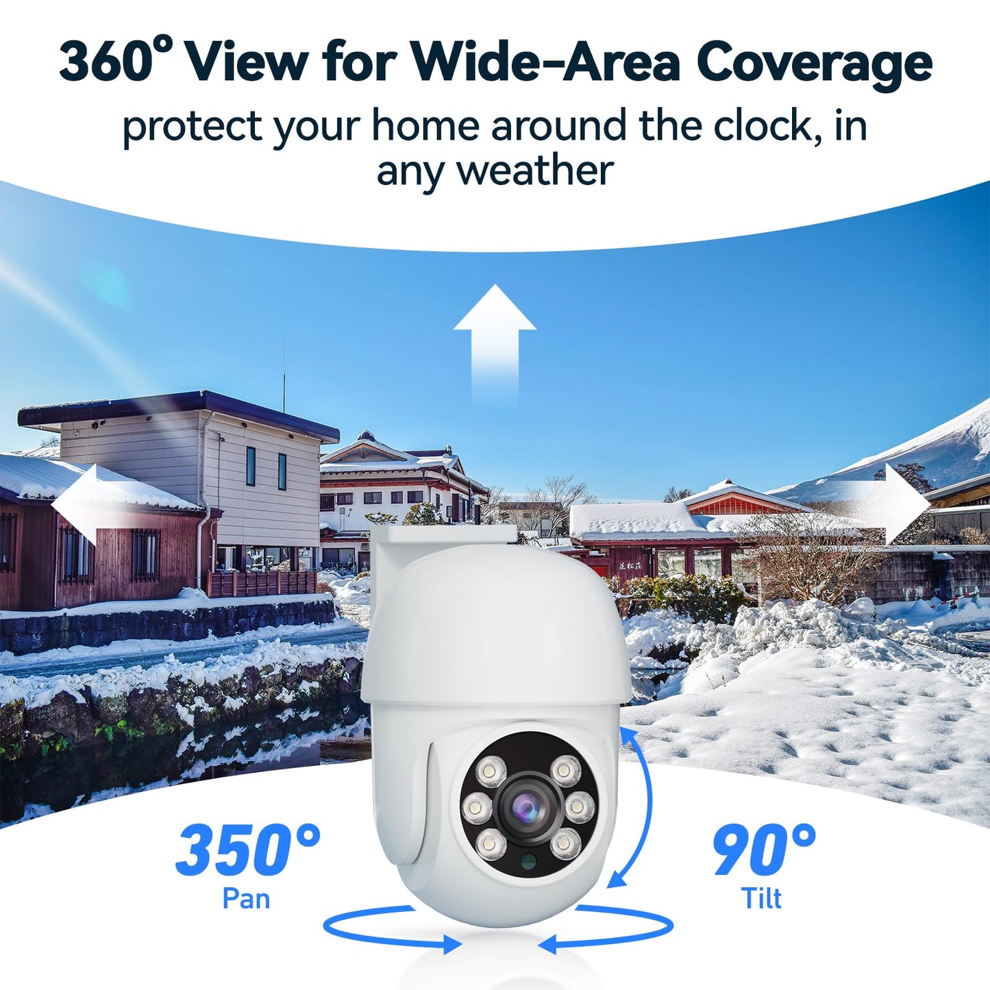 VORGUT Wired Security Camera System Outdoor, 4pcs Pan/Tilt CCTV Cameras and 4CH 5MP Lite AHD TVI DVR (500GB HDD), 360° View Surveillance DVR Kit, Motion Detection, 24/7 Recording, Remote Access