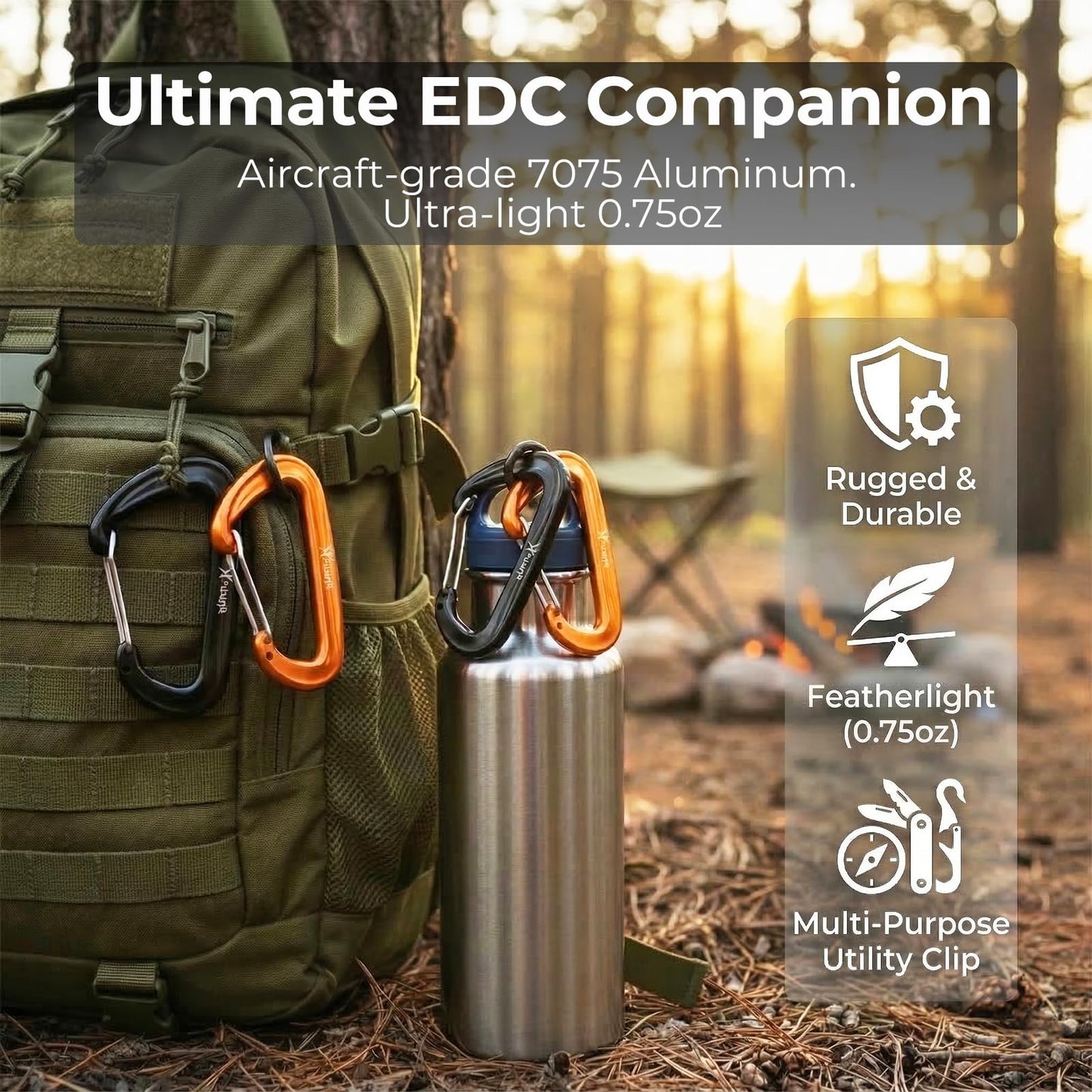 12kN Heavy Duty Carabiner Clips - Favofit 4-Pack 7075 Aluminum Small Carabiners with Snag-Free Wiregate - Lightweight D Ring Keychain Clip for Hammocks Camping Hiking Dog Leash