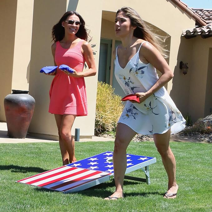 GoSports 4 x 2 ft Aluminum Cornhole Game Sets – Choose LED Lights or Standard - Set Includes 2 Foldable Regulation Size Boards, 8 Bean Bags, & Rules