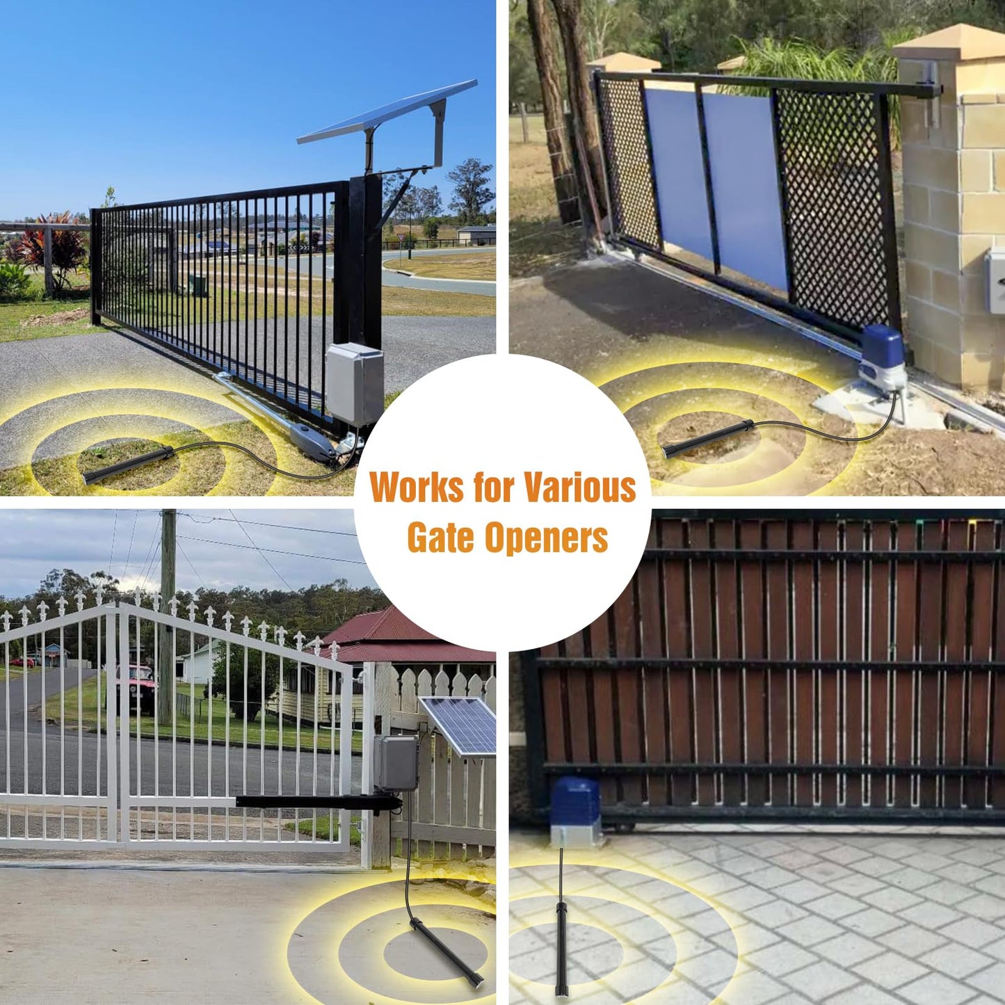 JUJIANG JS-DG Universal Vehicle Sensor for Automatic Gate Opener Systems Wired Exit Wand with 50FT Cable Driveway Gate Kit Accessory Hands Free Sensor Works with Mighty Mule, Ghost Gate Opener System