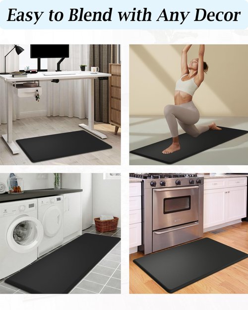 Artnice Anti Fatigue Kitchen Floor Mat, 3/4 Inch Thick Non-Slip Standing Desk Mat, Waterproof Comfort Kitchen Rugs for Home, Sink, Office, Laundry (20" x 47.2", Black)