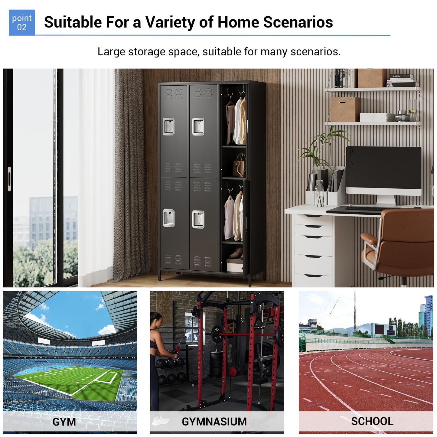 GAOMON 6 Door Metal Lockers, Industrial Double Lockers, Heavy Duty Steel Gym Lockers, Secure Storage Solutions, Perfect for Offices, Gyms, Schools and Homes, Metal Combination Lockers for Employees