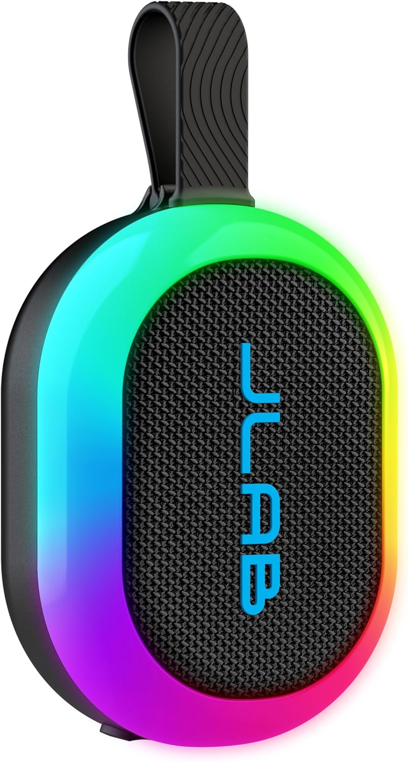 JLab 8+ IP55 100 Pop Party Portable Bluetooth Speaker, Black, Hours of Playtime, Waterproofing, Detachable Loop Handle