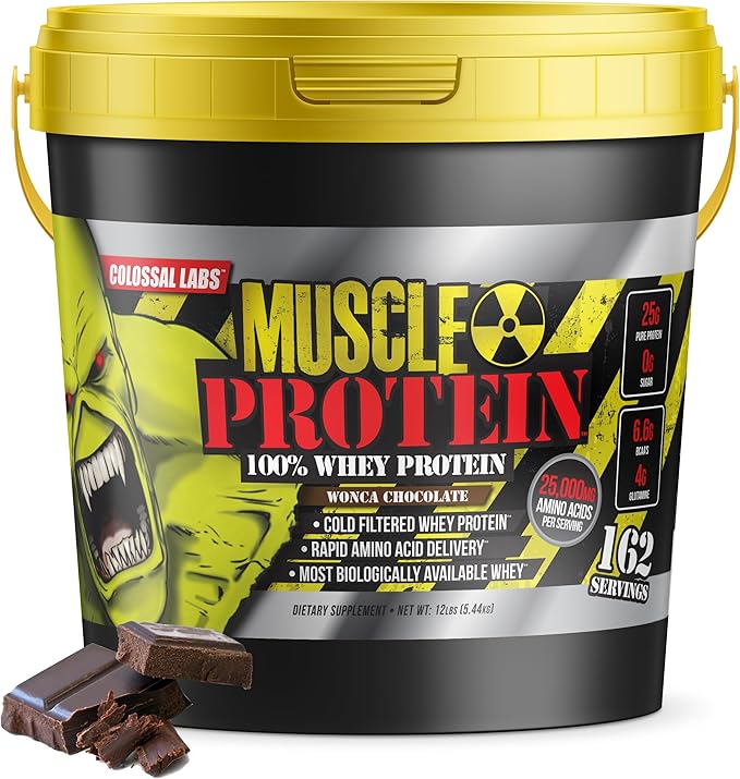 Muscle Protein Whey Powder [12 lbs/Pack of 1]??Cold Filtered, 25g Pure Protein, 6.6g BCAAs (Packaging May Vary) (12LB, Chocolate)