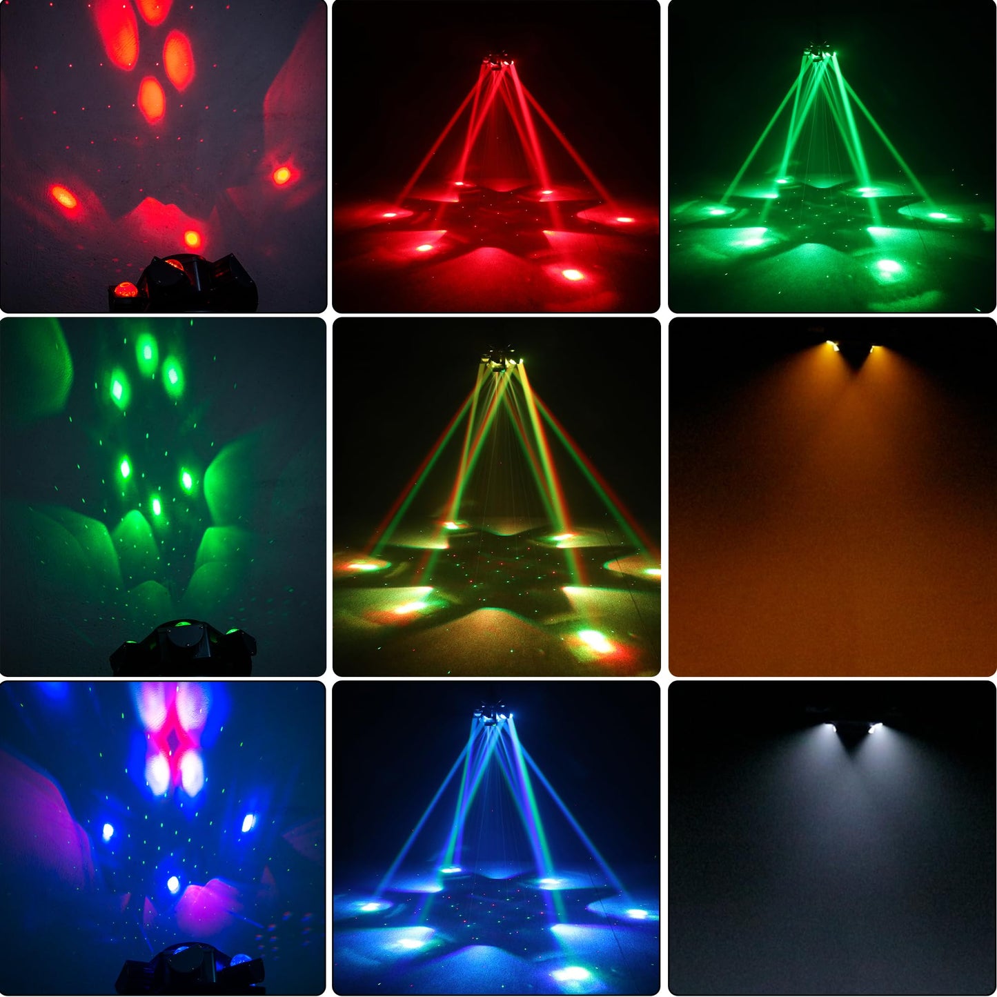 Moving Head DJ Lights 6-Arm Lamp with Remote Control 150w RGBW 4in1 LED DJ Stage Lights Moving Head Disco Light DMX512 & Sound Activated Rotating Light Starlight for Wedding Live House KTV Bar & Club