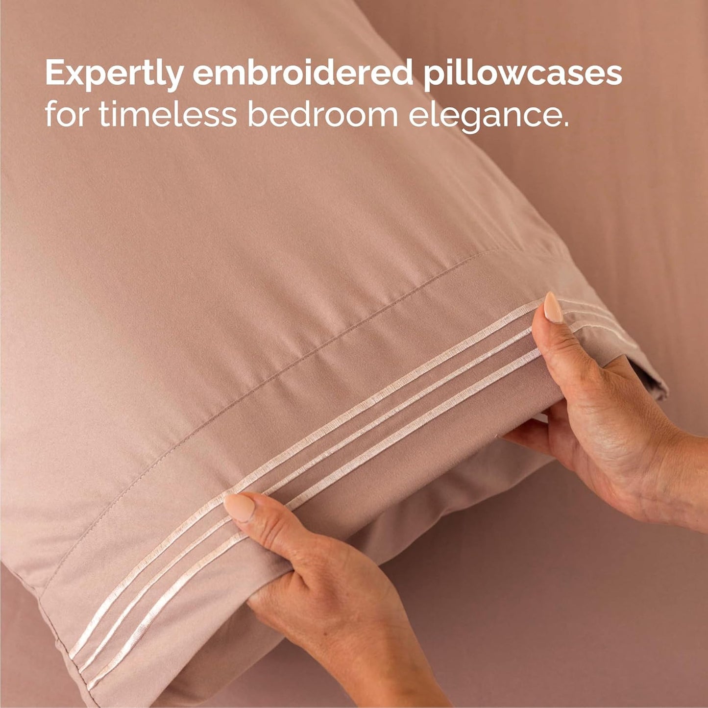 Queen Size 4 Piece Sheet Set - Ultra-Soft & Cooling Hotel Luxury Bedding - Deep Pockets, Wrinkle-Free - Oeko-Tex Certified - Mauve