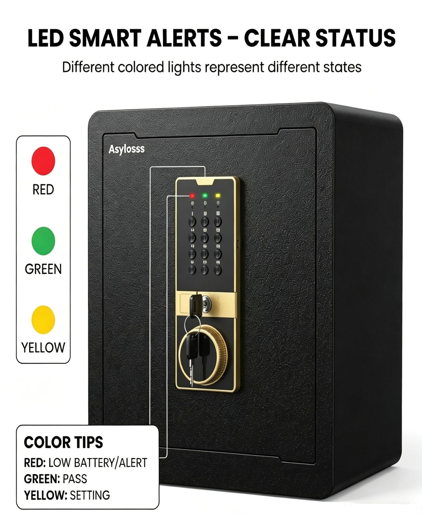 Asylosss 17.5" Tall Safe Box, 1.8 Cuft Fireproof Safe for Home with Hidden Lock Box, Anti-Theft Security Safe with Programmable Keypad Spare Keys, Digital Safety Box for Money Jewelry Documents