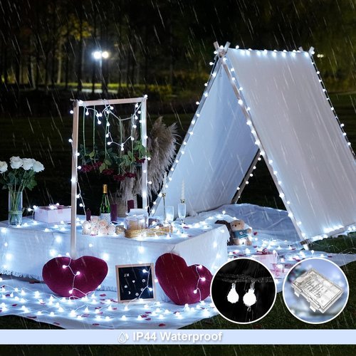 JMEXSUSS Globe String Lights - 100 LED Waterproof Fairy Lights | 33FT Battery Operated with Remote for Indoor & Outdoor Decor