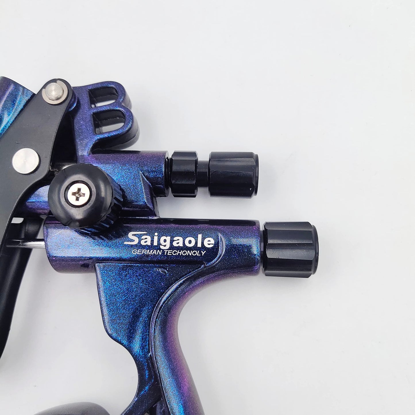 HVLP 6800B spray gun 1.3mm with no wash cup and adapter car spayer painting tool spray air paint gun airbrush low pressure 260L/MIn (Blue)