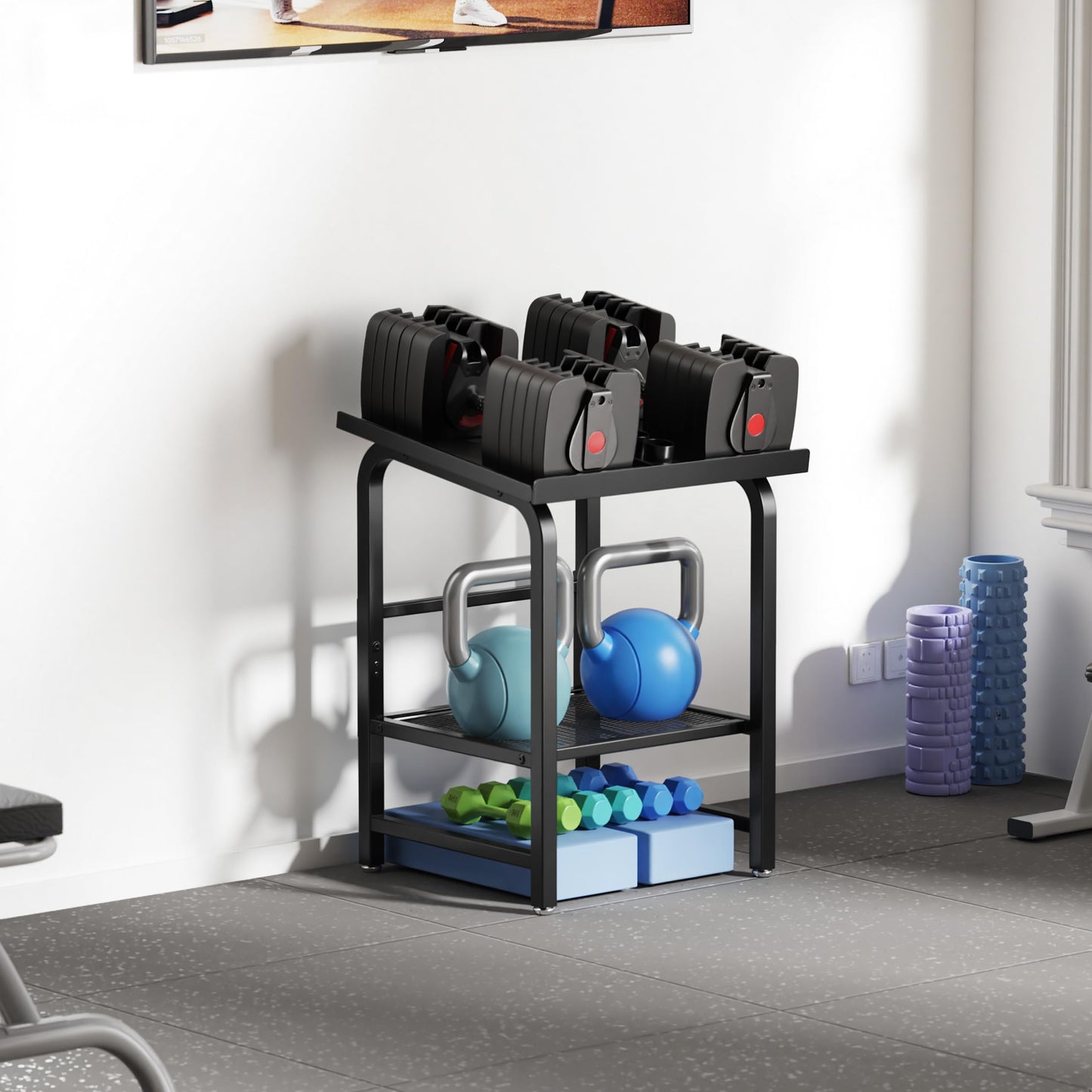 Dumbbell Rack Only Weight Stand Fits For Adjustable Weight 500lbs Load up Heavy Duty Kettlebell Stand for Home Gym（No Dumbbell, Rack Only）