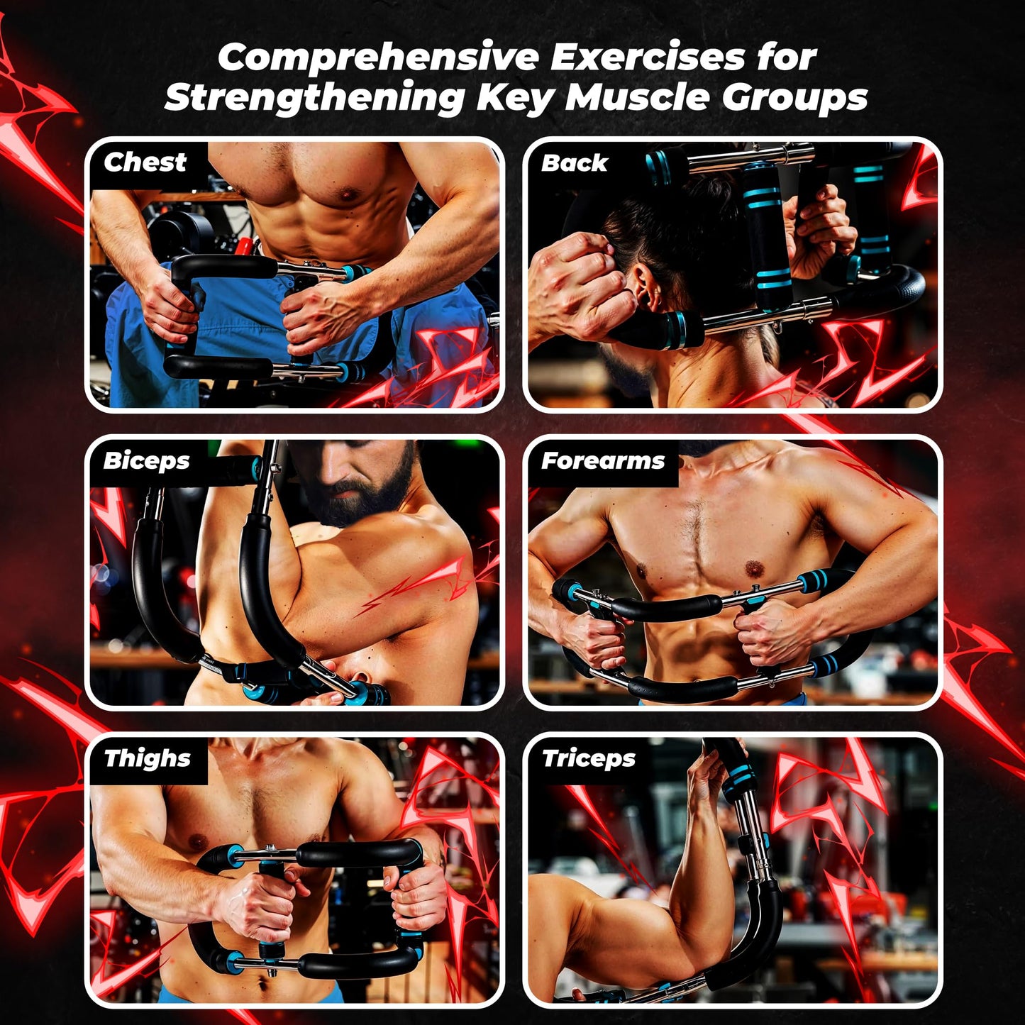 Twister Arm Trainer Chest Workout Equipment - 66-110lbs Adjustable Resistance Upper Body Muscle Strength Builder Clip Exerciser for Men - Home Gym Wrist Exercise Pectoral Strengthener Bar