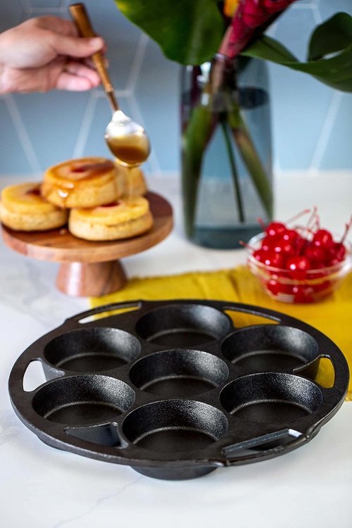 Lodge Cast Iron Mini Cake Pan - Perfect for Individual Desserts | Durable & Versatile Cookware