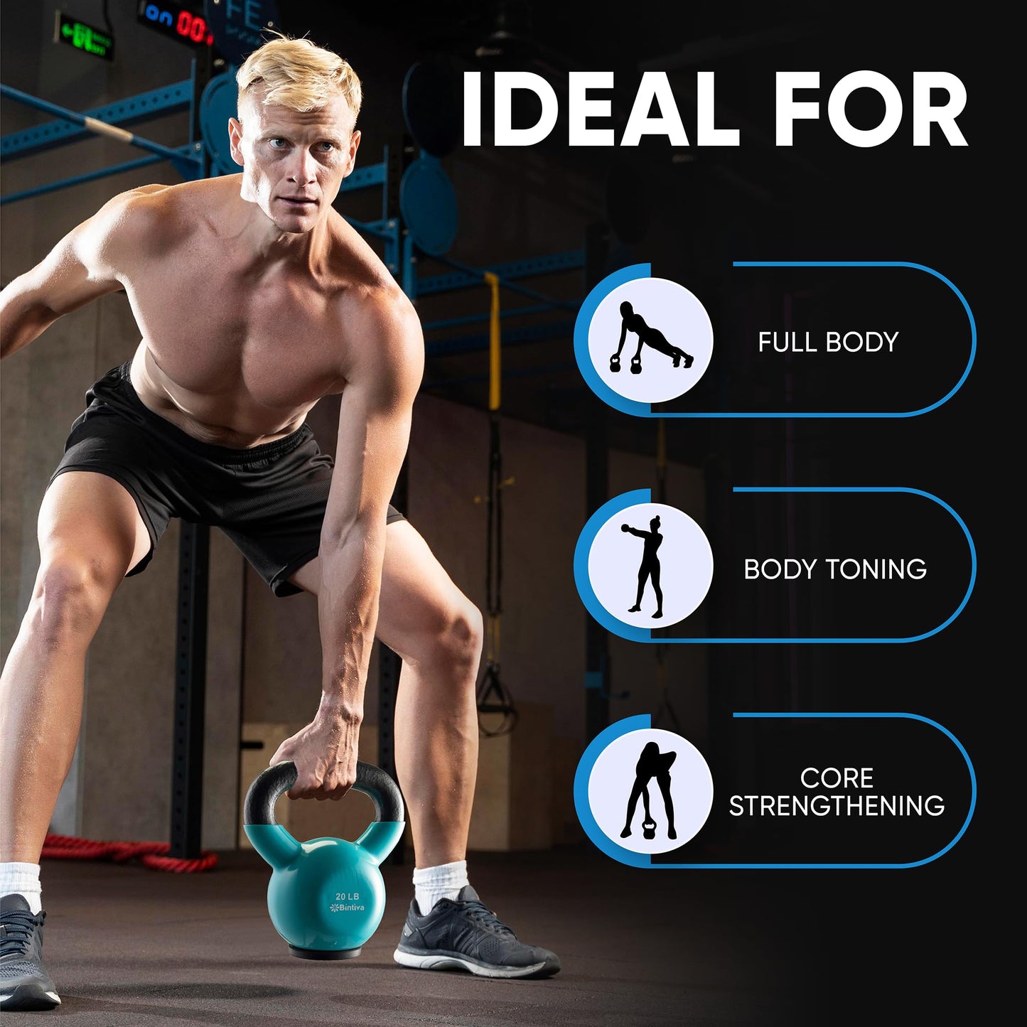 Kettlebell Sets Professional Grade - Strength Training Kettlebells for Home Workout - Cast Iron Kettle Bell Weight Sets for Men & Women with Special Protective Bottom