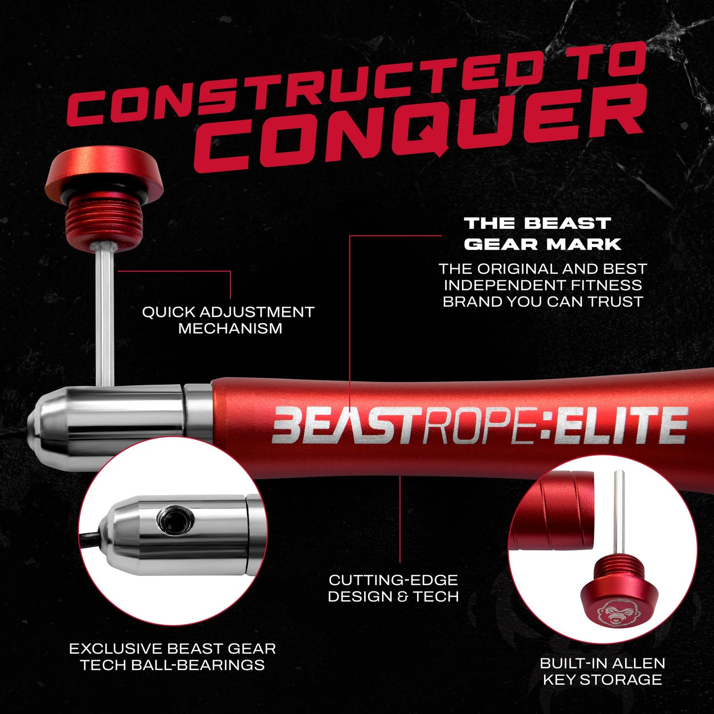 Beast Gear Jump Rope, Jump Ropes for Fitness, Premium Aluminium Skipping Rope for Men Women - Boxing, MMA, HIIT, Strength Training & Double Unders