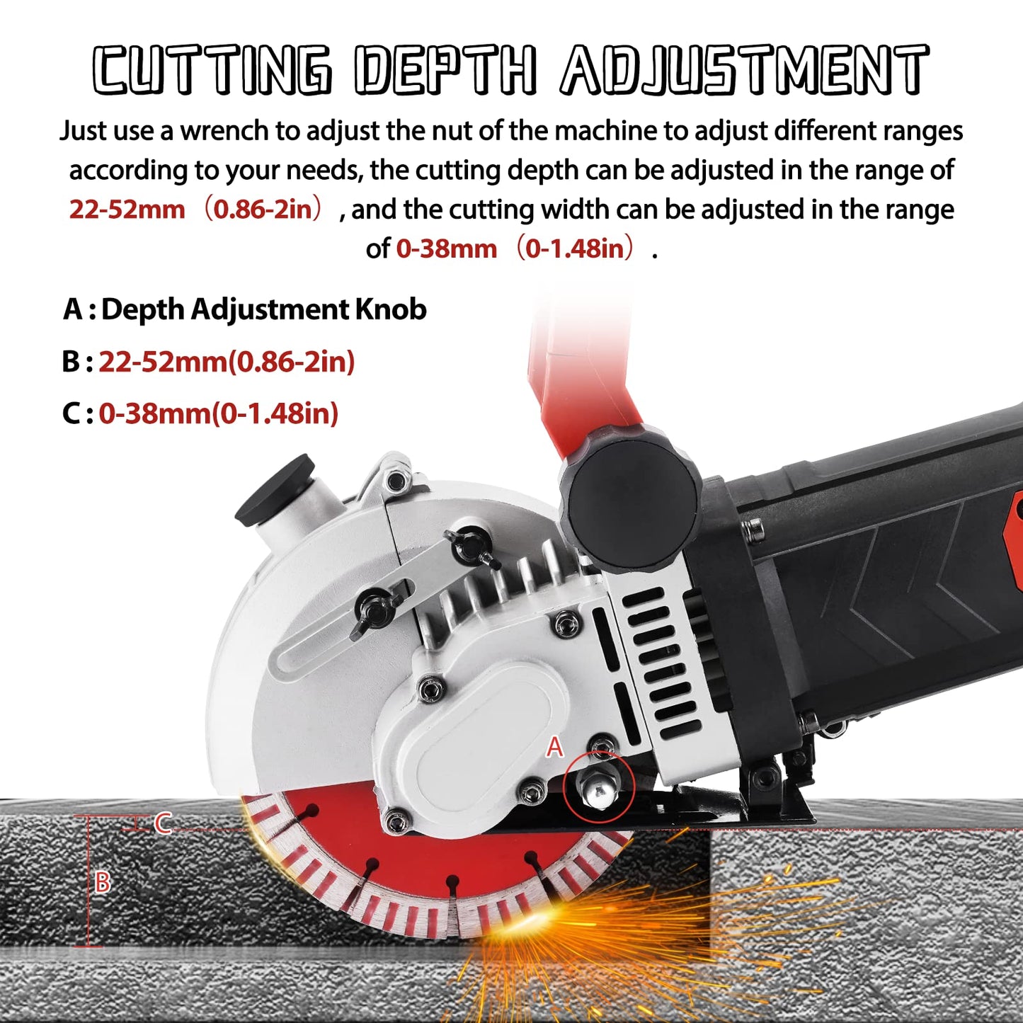 YUCHENGTECH 5800W Wall Chaser Wall Groove Cutting Machine Electric Wall Chaser Grooving Cutting Machine With Infrared Sighting Line 110V (17.5in and 5.5in)