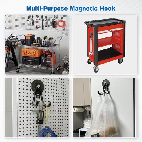Heavy-Duty Magnetic Garage Hooks by [Brand Name] - Strong, Anti-Scratch Tool Holders | 2-Pack for Garage & Workshop Storage