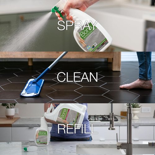 Bona Multi-Surface Floor Cleaner Spray - 32 Fl Oz - Unscented & Refillable | Residue-Free Solution for Stone, Tile, Laminate, Vinyl Floors