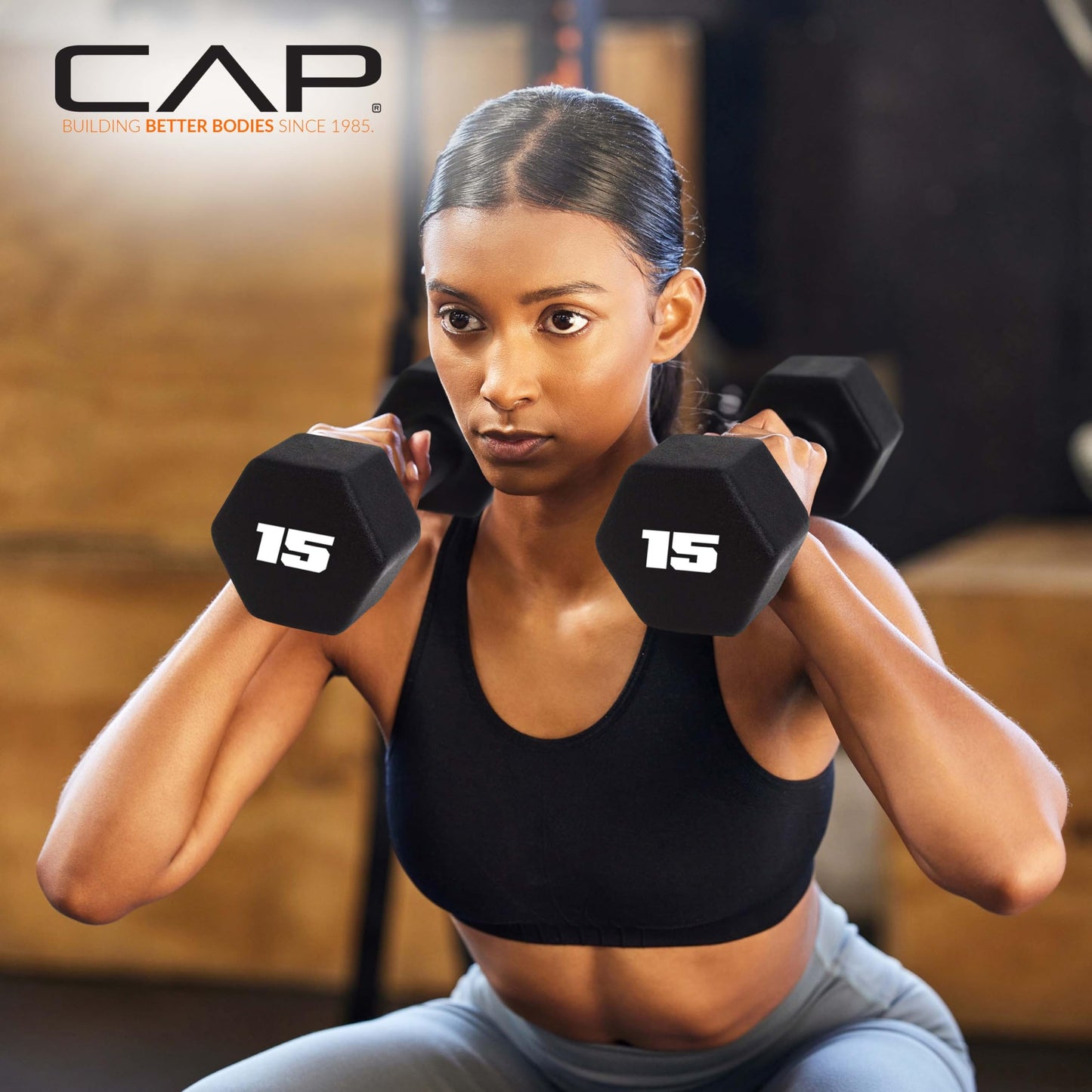 CAP Barbell 15 LB Neoprene Dumbbell Hand Weights - Pair | Black