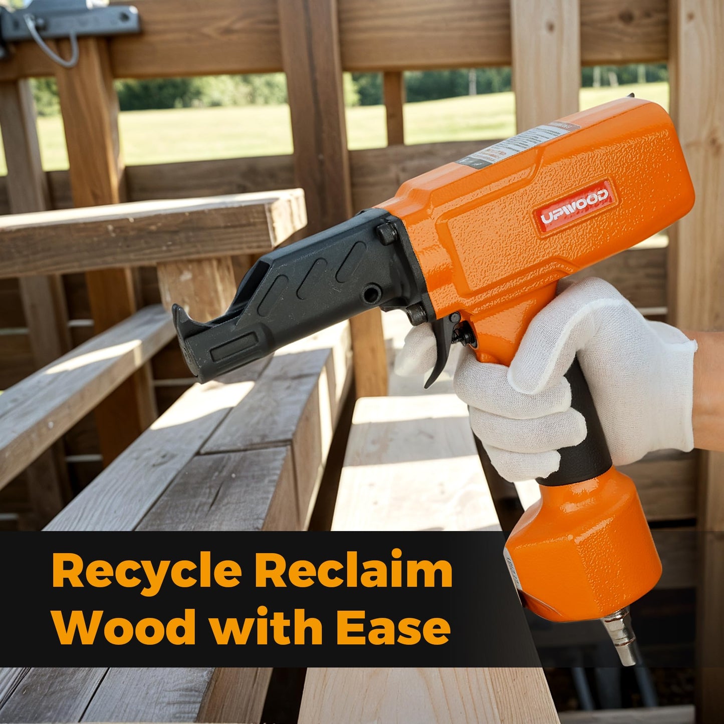 UPWOOD Air Nail Puller Nail Remover Pneumatic Denailer Tool for Recycled Wood Fence Pallet (Ideal for soft or medium-hard woods)