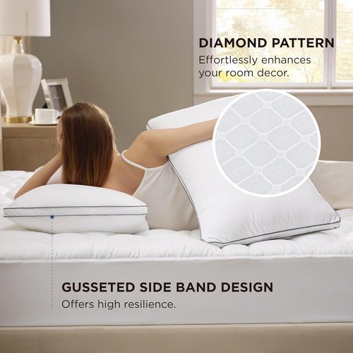 Bedsure Queen Pillows - Fluffy Hotel Quality Down Alternative, Gusseted Support for All Sleepers