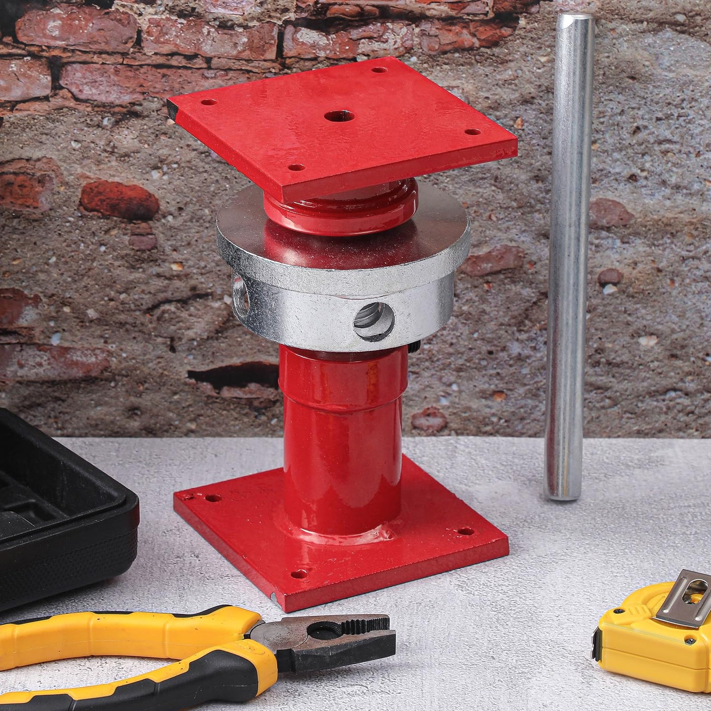 Lanties Adjustable Screw Jack Post for House Leveling, Manufacturing House Jacks with Wrench Screw Steel Shores, Range of Adjustment (6.5''-9'',Red,1 Pcs)