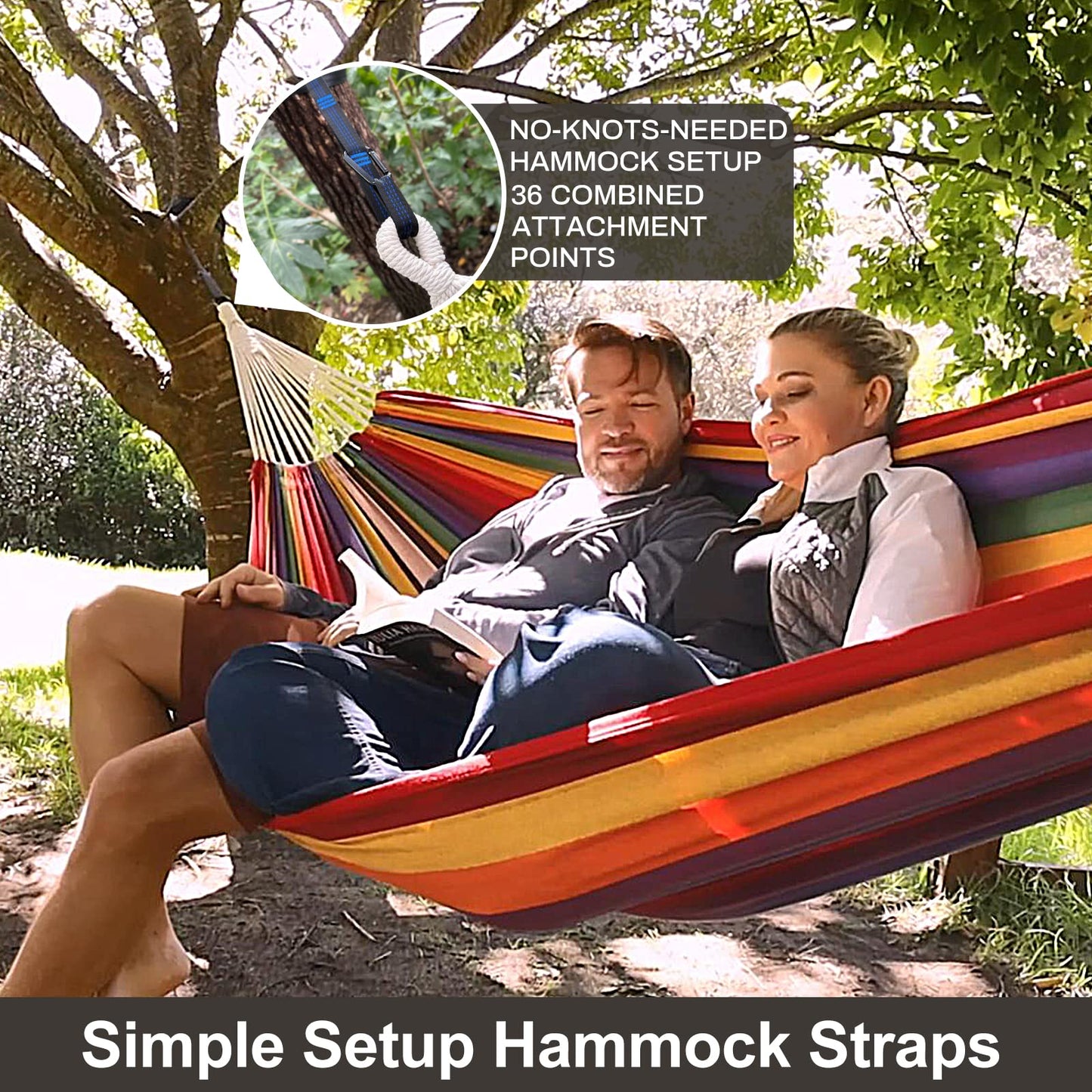 CHULIM Brazilian Double Hammock with Tree Straps,Extra Large 240x160cm,2 Persons Hammock for Backyard Patio Outdoor and Indoor,450lbs Weight Capacity,Soft Woven Cotton Fabric