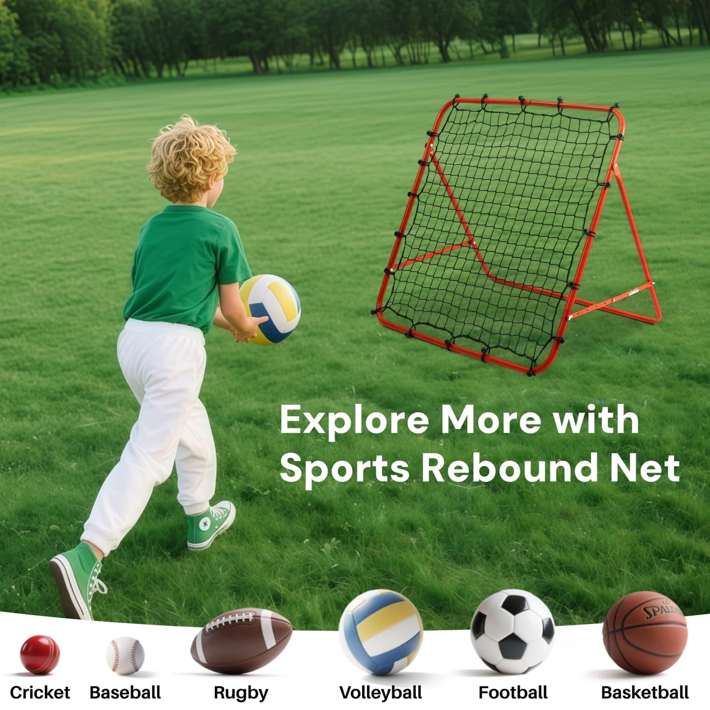Amazing Tour Adjustable Soccer Rebound Net | Soccer Trainer with Steel Frame | Portable Folding Rebounder for Passing & Shooting Practice | Outdoor Sports Equipment for Youth & Adult, Red