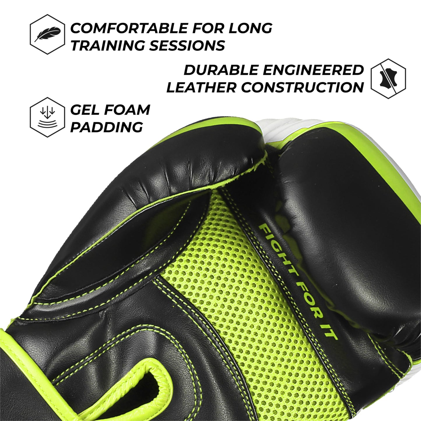Sanabul Essential Gel Boxing Gloves for Men & Women, Kickboxing MMA, Muay Thai Gloves and Heavy Bag Training Punching & Sparring, Black/Green 12 oz