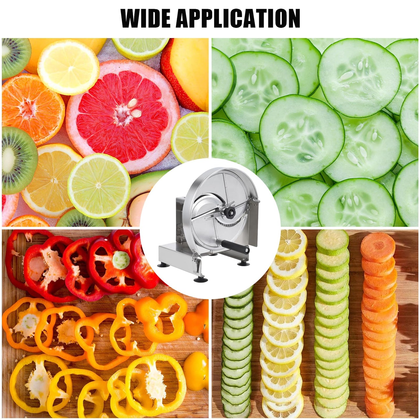 Commercial Vegetable Fruit Slicer, 0.2-10mm Adjustable Thickness, Stainless Steel Manual Vegetable Cutter Machine for Slicing Fruit Potato Lemon Onion Cabbage Tomato