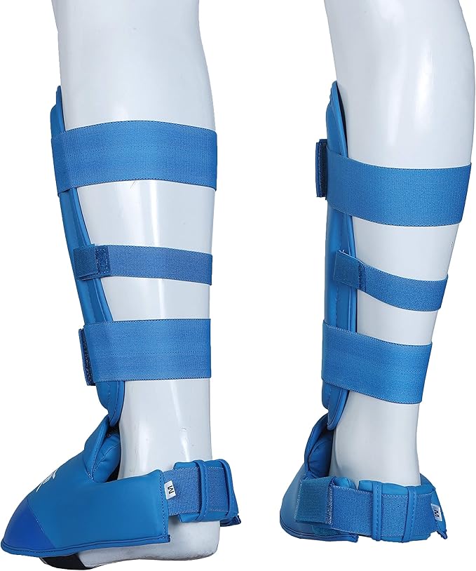 Twister WKF Karate Shin Guards | Taekwondo Shin-N-Step | Detachable Shin Guards with Foot Protection | Premium Quality Leg & Foot Protection for Karate, Taewkondo, Muay Thai, and MMA