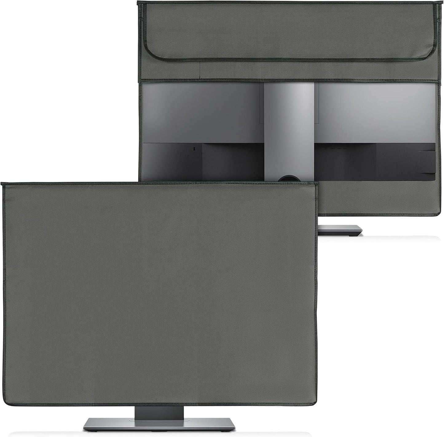 27-28" 3-IN-1 kwmobile Cover Compatible with monitor - Case with Storage for Mouse, Keyboard - Dark Grey